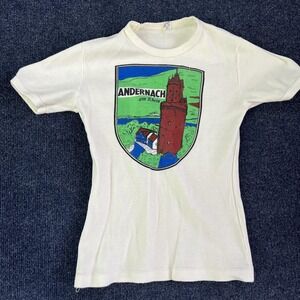 Vintage Andernach Am Rhein Shirt‎ Youth Large White Germany Souvenir Graphic